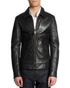 Dolce & Gabbana Long Leather Zip Front Jacket - Lyst