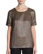 French Connection Metallic Crepe Shortsleeve Top - Lyst