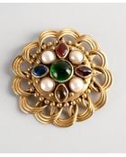Chanel Pre-Owned: Gold Jewel And Faux Pearl Coiled Vintage Pin - Lyst