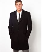 Asos Wool Overcoat In Black - Lyst