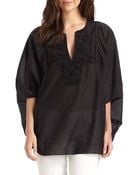 BCBGMAXAZRIA Pleat Detail Cotton Silk Dolman Tunic - Lyst
