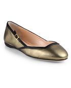 Calvin Klein Eda Metallic Leather Ballet Flats - Lyst
