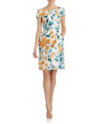 Dolce & Gabbana Water Color Print Silk Sheath Dress - Lyst