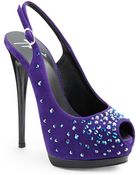 Giuseppe Zanotti Jeweled Suede Slingback Pumps - Lyst