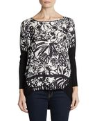 Lafayette 148 New York Silk Print-Front Top - Lyst