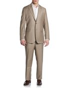 Saks Fifth Avenue Black Classic-Fit Wool & Silk Two-Button Suit - Lyst