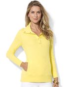 Lauren by Ralph Lauren Long Sleeve Button Collar Top - Lyst