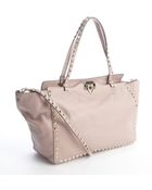 Valentino Nude Pink Studded Leather Tote - Lyst