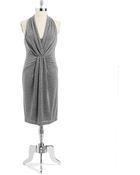 Anne Klein Wrap Front Metallic Dress - Lyst