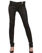 Balmain Metallic Print Cotton Denim Jeans - Lyst
