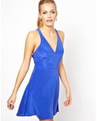 Boulee Silk V Neck Skater Dress - Lyst