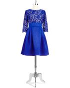 Eliza J Lace Overlay Pleated Dress - Lyst