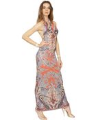 Etro Printed Viscose Jersey Long Dress - Lyst