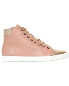 Lanvin Leather High Top Sneakers - Lyst