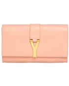 Saint Laurent Y Brushed Leather Clutch - Lyst