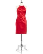 Eliza J Jeweled Neck Satin Dress - Lyst