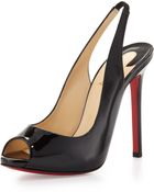 Christian Louboutin Flo Patent Red Sole Slingback Black - Lyst