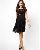 Asos Maternity Lace Skater Dress With Belt - Lyst