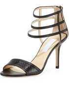 Jimmy Choo Tarika Snake Napa Cage Sandal Black - Lyst