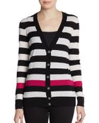 DKNY Striped ColorBlock Merino Cardigan - Lyst