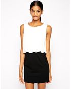 Tfnc Body-Conscious Dress With Blouson Top And Lace Back Detail - Lyst
