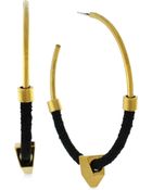 Vince Camuto Goldtone Leatherwrapped Hoop Earrings - Lyst