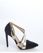 L.a.m.b. Black And Gold Canvas And Leather 'Lynn Ii' Pumps - Lyst