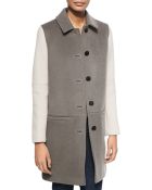 Dawn Levy Billy Shirt-Collar Colorblock Coat - Lyst