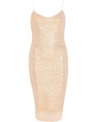 River Island Nude Glittery Chiffon Hem Slip Dress - Lyst