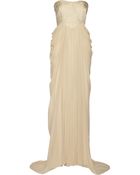 Badgley Mischka Textured Cotton-Blend And Chiffon Gown - Lyst