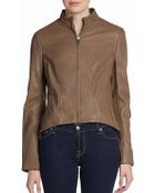 T Tahari Valerian Lamb Leather & Knit Zip Jacket - Lyst