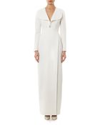 Emilia Wickstead Long-sleeved Wool-crepe Gown - Lyst