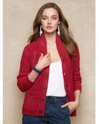 Ralph Lauren Blue Label Shawl-Collar Cotton Cardigan - Lyst