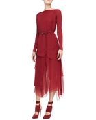 Donna Karan New York Long-Sleeve Belted Paneled Dress - Lyst