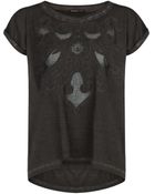 Mango Embroidered Distressed T-shirt - Lyst