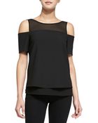 Cooper & Ella Short-Sleeve Cutout-Shoulder Tee - Lyst