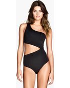 H&M One-Shouldered Swimsuit - Lyst