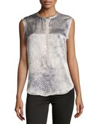 Rebecca Taylor Silk Leopard-Print Sleeveless Blouse - Lyst
