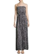 Rachel Pally Splatter-Print Strapless Self-Tie Maxi Dress - Lyst
