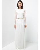 Mango Blond Lace-Top Dress - Lyst