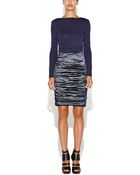 Nicole Miller Ivy Metallic And Jersey Ruched Dress - Lyst