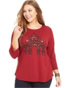 Lucky Brand Jeans Lucky Brand Plus Size Three-Quarter-Sleeve Printed Tee - Lyst