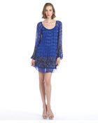 Alberto Makali Cobalt Blue Silk Embellished Long Sleeve Dress - Lyst