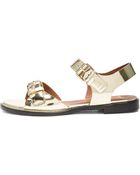 Givenchy Robertha Metallic Calfskin Leather Flat Sandals - Lyst