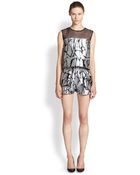 Sachin & Babi Kenji Sheer Mesh & Printed Metallic Satin Top - Lyst