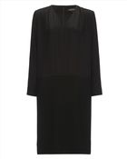 Jaeger Wool Silk Draped Dress - Lyst