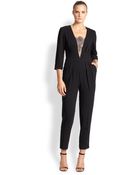 Trina Turk Lace-Inset Crepe Jumpsuit - Lyst