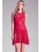 Bebe Embellished Drop Waist Dress - Lyst