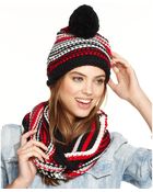 Steve Madden Multi Woven Pom Pom Beanie - Lyst