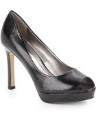 Ak Anne Klein Serafina Crackle-Leather Peep-Toe Pumps - Lyst